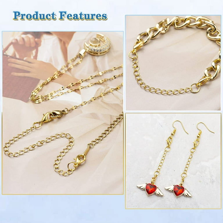 10PCS Necklace Extender with Lobster Clasps Gold Bracelet Extender Chains  for DIY Jewelry Making(6 Inches)