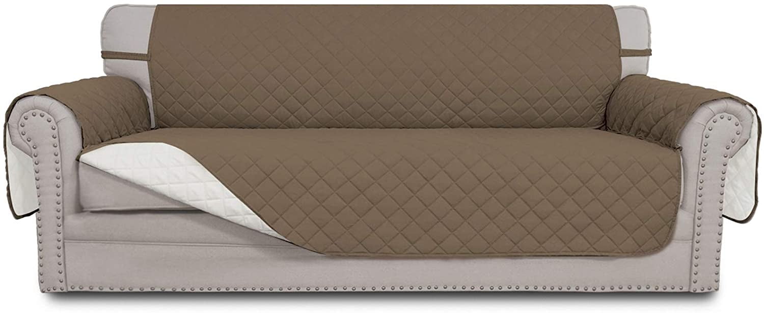 EasyGoing Reversible Sofa Slipcover Water Resistant Couch Cover, 4 Seater Size, Camel/Ivory