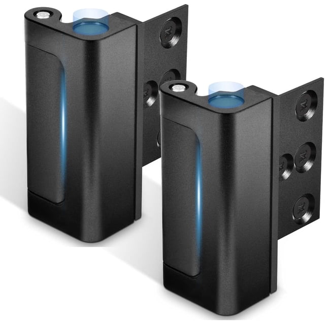 shiyou-2Pack Home Security Door Reinforcement Lock, Childproof Safety Door Lock Latch Inside Stopper, Add High Security to Prevent Home Unauthorized Entry, Aluminum Construction Finish Black