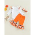 thumbnail image 5 of 3Pcs Newborn Baby Girls my 1st Thanksgiving Day Outfits 3M 6M 9M 12M 18M Long Sleeve Romper + Flare Trousers + Headband, 5 of 10