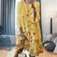 thumbnail image 2 of Sonducket Vestido Midi de manga larga estampado cuello gran columpio cintura alta ropa de mujer Vestidos Amarillo XXL, 2 of 8