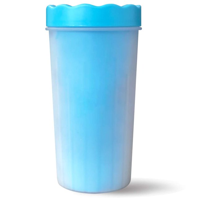 Cepillo de silicona portátil 2 en 1, taza limpiadora de pata de perro para pata fangosa/cepillo de baño de aseo (L, azul) JAMW Sencillez