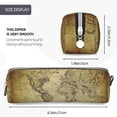 thumbnail image 3 of Haiem Vintage World Map Print Leather Pencil Case Art Supplies Case Zipper Pencil Pouch Stationery Storage Pencil Bag, 3 of 7