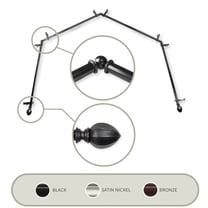 Contemporary Home Living 201" Jet Black Solid Contemporary 4-Sided Bay Window Curtain Rod