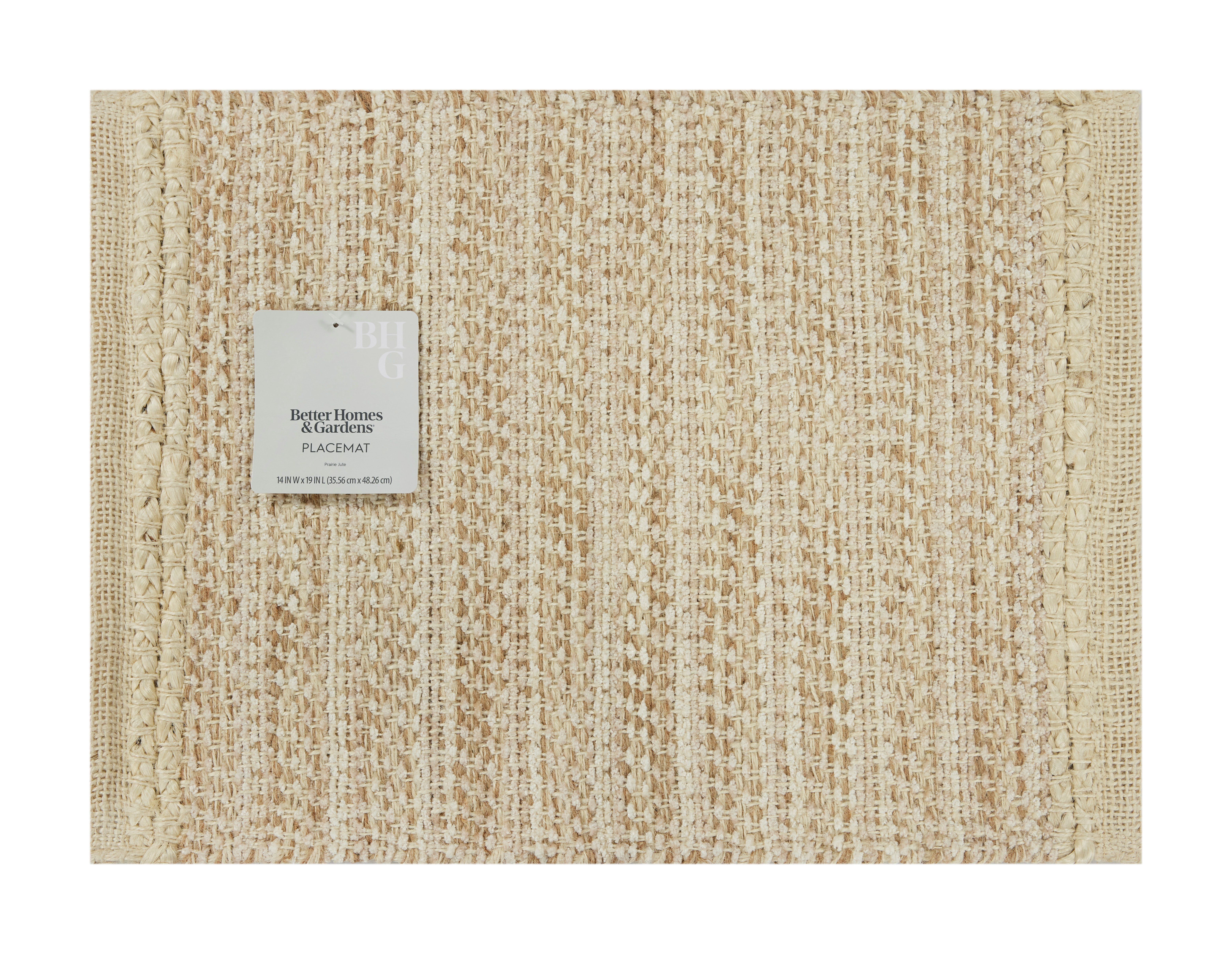 (1 pack) Better Homes & Gardens Natural & Ivory Jute 14" x 19" Placemat - 14" x 19"