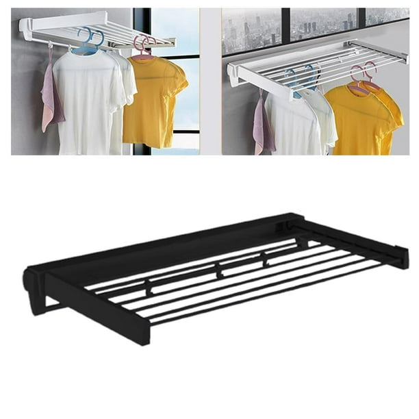Luzkey Folding Clothes Drying Rack, Wall Mounted Laundry Drying Rack, Folding Clothes Hanger Rack, With 7 Bar Capacity, Multiuse Pool Towel Rack, Shoe