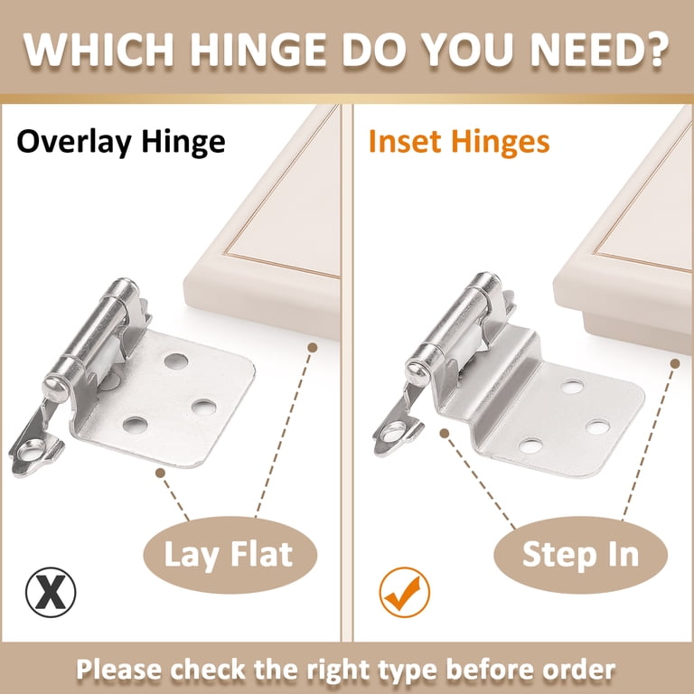 AeKeatDa 50-Pack 3/8 Inch Self-Closing Overlay Flush Cabinet Hinges – Black Inset Hinges With Screws, Stainless Steel, 1.5mm Thick, Rust-Proof, Fits Kitchen Cabinets, Bathroom Vanities, Storage Units