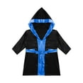 thumbnail image 3 of Raenseen Garçons Enfants Robe de Boxe à Manches Longues Uniforme Kick Boxe Art Martial Muay Thaï Entraînement à Capuche Noir&Bleu 12, 3 of 5