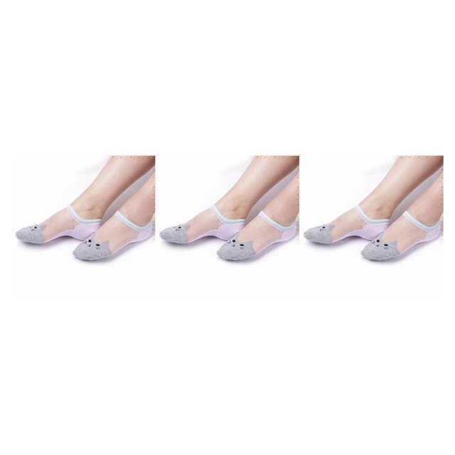 Sonducket Nuevo 1 par de calcetines de seda de cristal con patrón de gato para mujeres y niñas, calcetines ultrafinos transparentes de corte bajo Type3 NO3 Sonducket CBP261084