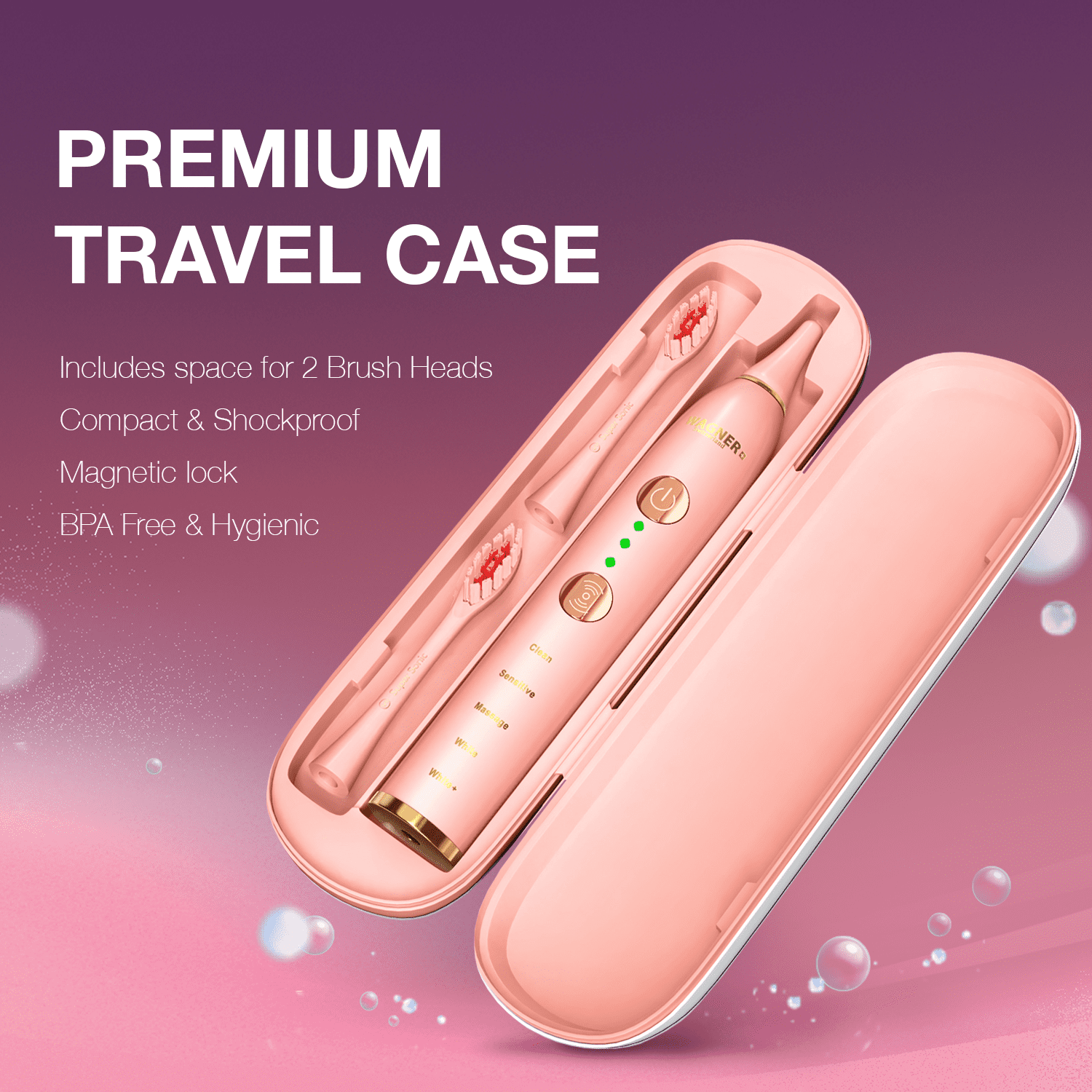 Wagner Stern WHITEN+ Edition. Smart Electric Toothbrush with Pressure Sensor. 5 Brushing Modes and 3 Intensity Levels, 8 Dupont Bristles, Premium Travel Case