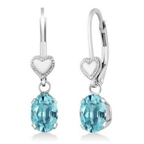 Gem Stone King 2.40 Ct Oval Blue Zircon 925 Sterling Silver Earrings