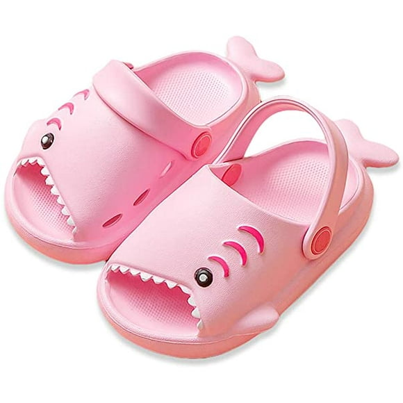 Toddler Clogs Slippers, Shark Sandals Girls Boys Cute Cartoon Slides Slip-on Garden Shoes for Beach Pool Shower Slippers(Pink,160mm)