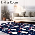 thumbnail image 2 of ODIKA 5'x7' Machine Washable Non-Slip Area Rug, Festive Penguin Bath with Holiday Snowflake Accents High Traffic Rug with Pad, Blue, 639043, 2 of 8
