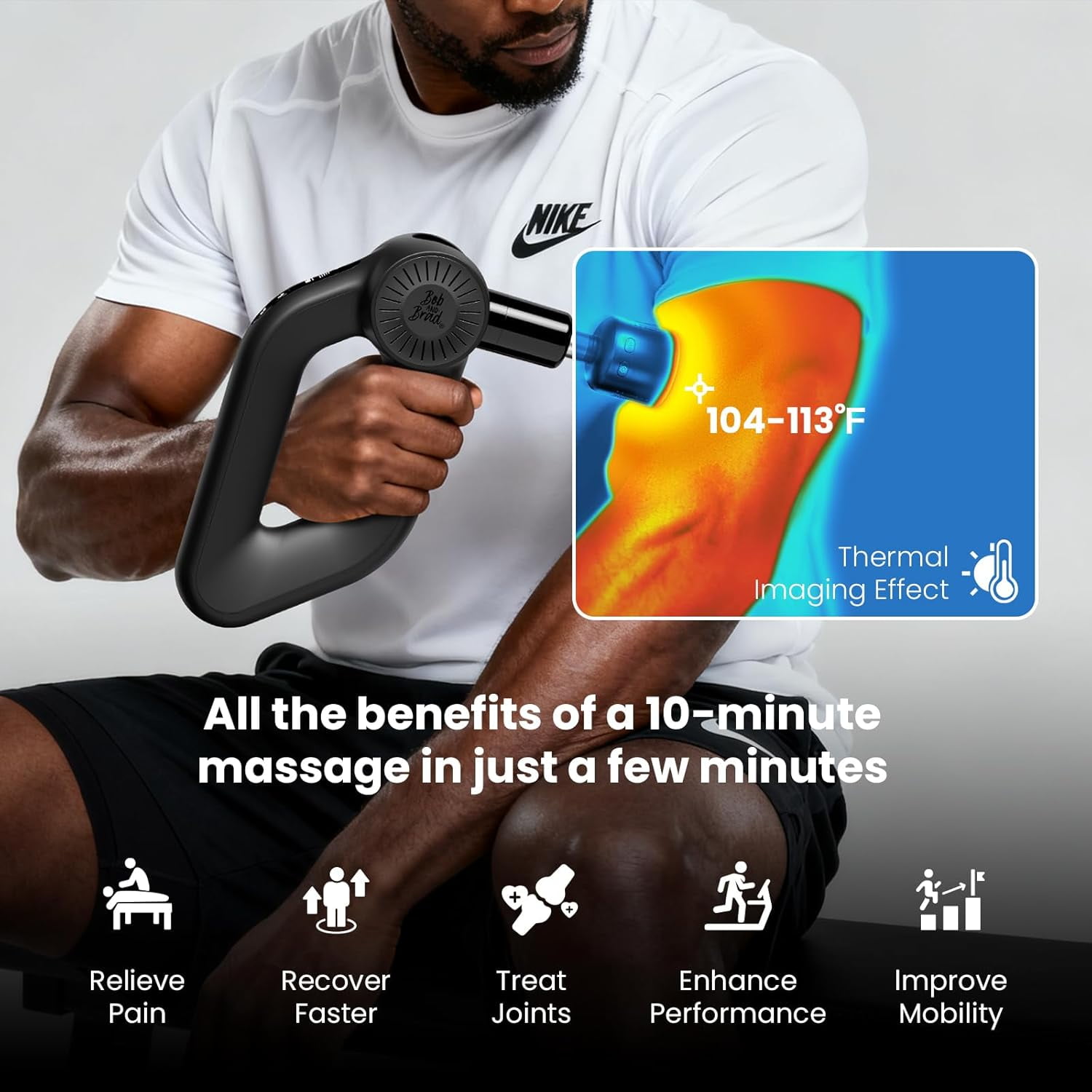 Bob and Brad D6 Pro Max+ Massage Gun with Heat & Cold Head, 16mm Deep Tissue Muscle Massager with 16mm Amplitude for Athletes Muscle Recovery, Handheld Professional Back Machine Pain Relief Gifts
