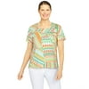 Alfred Dunner Womens Boho Patchwork Print Top