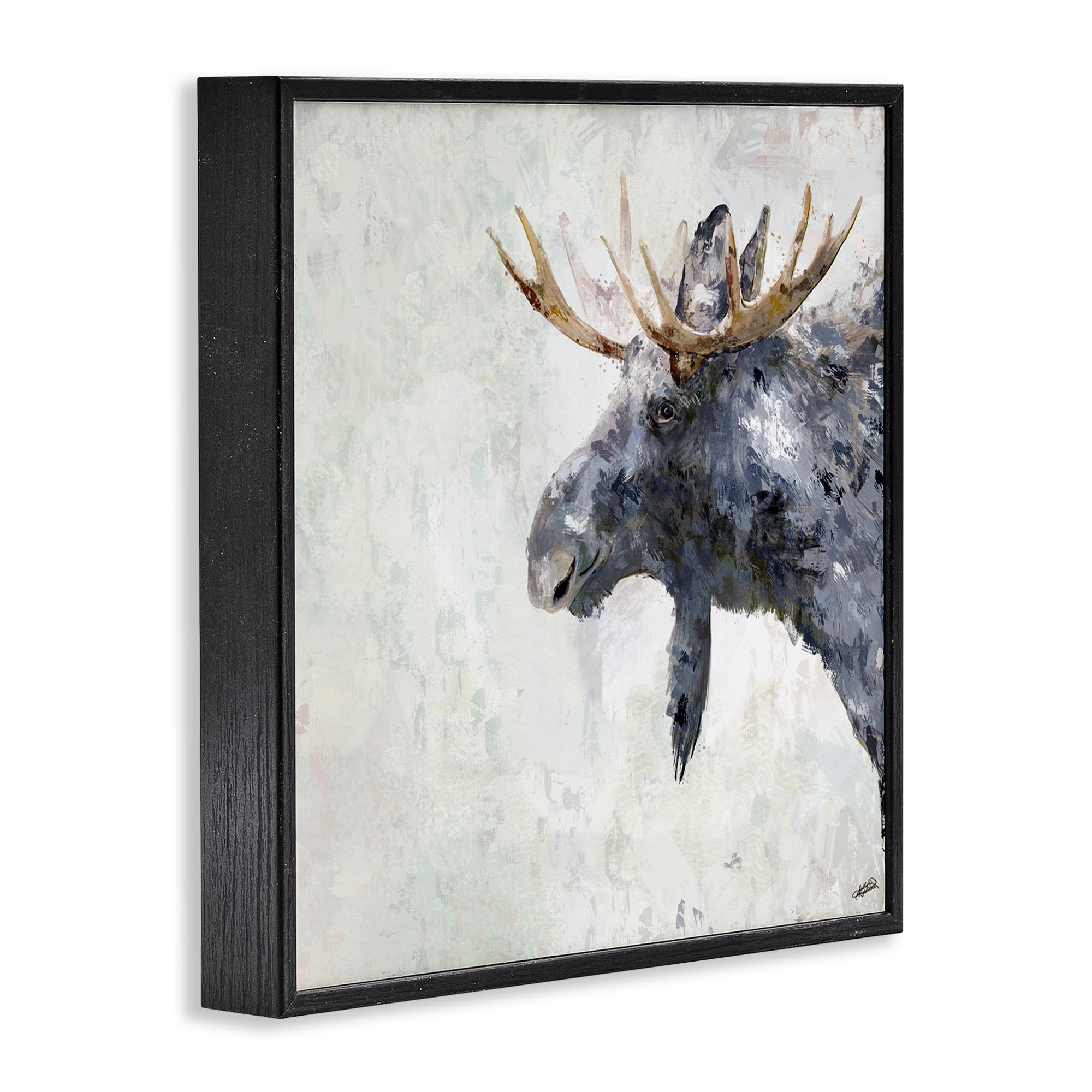 Stupell Industries Rustic Moose View Animals & Insects Painting Black Framed Art Print Wall Art, 24 x 24