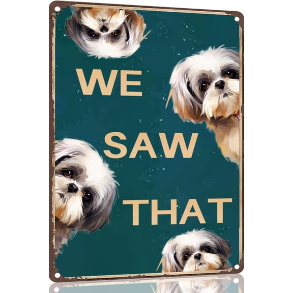 Vintage Shih Tzu Bathroom Wall Sign Retro Metal Tin Dog Lover Decor 12x8 Inch