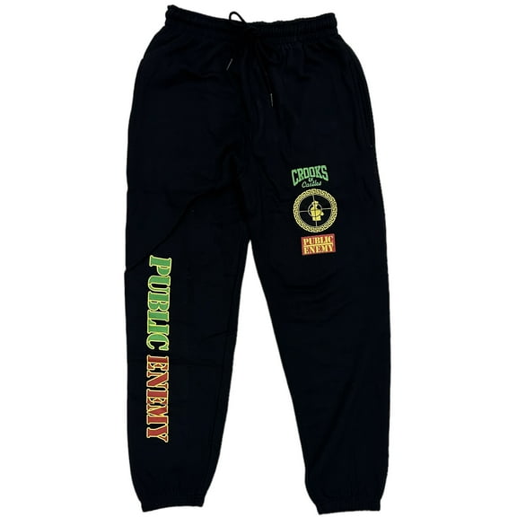 Crooks & Castles Men's X Public Enemy Jogger Sweatpants in Black (Small, Black)