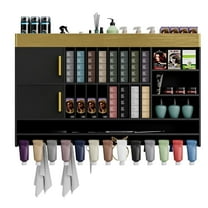 Advwin Wall Mounted Salon Station with Hair Color Organizer Rack, Storage Cabinet, Adjustable Shelves & Raised Edge, Holds 100  Hair Dye Tubes, Barbershop Beauty Spa Furniture