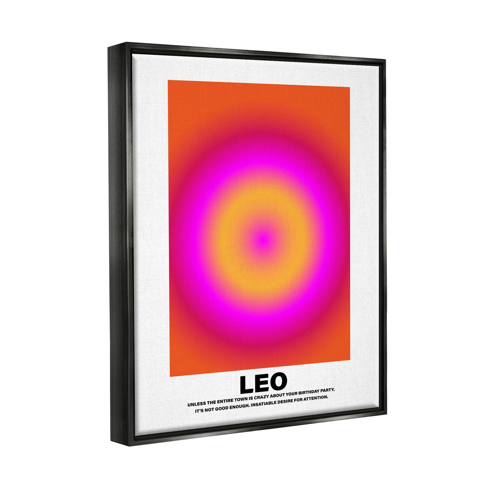 Stupell Industries Funny Leo Astrology Abstract Painting Black Floater Framed Canvas Art Print Wall Art, 25 x 31