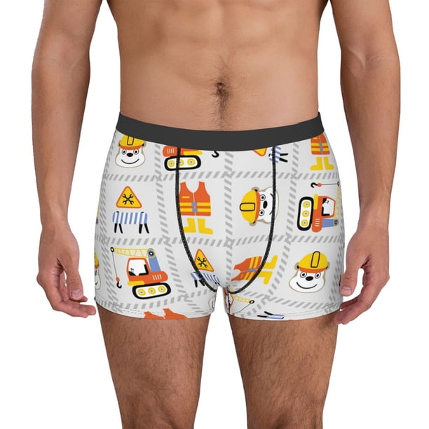 Balery Construction Equipments Worker Calzoncillos bóxer para hombre, ropa interior de algodón suave y transpirable con cinturilla de nailon-XX-Large