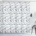 thumbnail image 1 of Butterfly Shower Curtain, Beautiful Flying Wild Nature Insects Pattern on Silhouette Leaves Background, Fabric Bathroom Set with Hooks, 69W X 70L Inches, Multicolor, by Ambesonne, 1 of 3