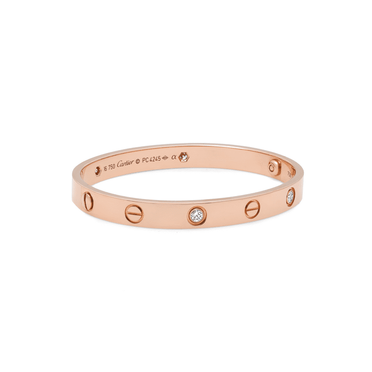 Cartier Love 4 Diamonds Bracelet Bangle 18K Rose Gold Size 16 Walmart