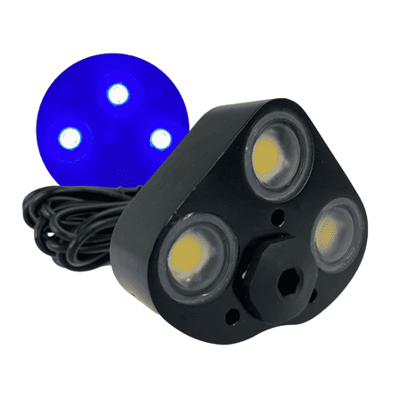 Pactrade Marine Black Aluminum Plug/Transom Light IP68 12V 120LM 3 LED/Unit Blue