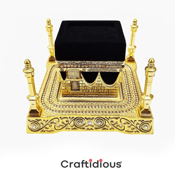 Kaaba Sharif Decorative Showpiece – Gold & Black Islamic Home Décor
