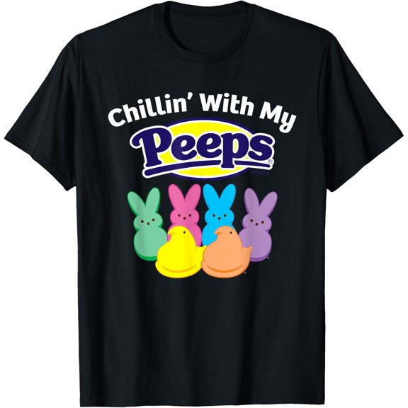 Peeps Black Easter T-Shirt - Classic Fit Crew Neck, Cotton & Polyester, Short Sleeve, Animal Print