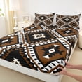 thumbnail image 3 of jejeloiu Vintage Aztec Rhombus Twin Sheet Sets,Brown Black White Twin Fitted Sheet,Boho Tribal Geometric Flat Sheet For Kids,Luxury Bedroom Decor,3 Pieces, 3 of 7