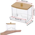 thumbnail image 2 of Porta hisopos de acrílico con tapa de bambú - Dispensador de hisopos transparente para baño, recipiente para hisopos, organizador de almacenamiento para hisopos de algodón en la encimera del baño., 2 of 8