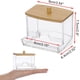 thumbnail image 2 of Porta hisopos de acrílico con tapa de bambú - Dispensador de hisopos transparente para baño, recipiente para hisopos, organizador de almacenamiento para hisopos de algodón en la encimera del baño., 2 of 8