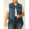 thumbnail image 2 of Chaqueta sin mangas de mezclilla para mujer de tallas grandes Agnes Orinda 5X azul, 2 of 7