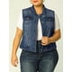 thumbnail image 2 of Chaqueta sin mangas de mezclilla para mujer de talla grande Agnes Orinda, botón, color azul, 2 of 7