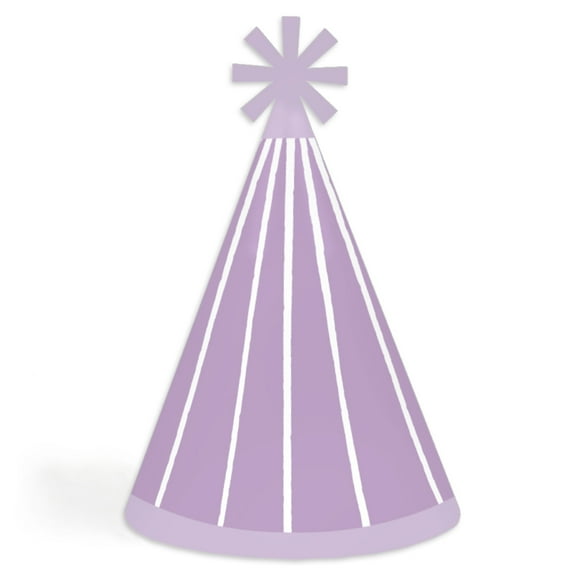 Big Dot of Happiness Purple Stripes - Cone Happy Birthday Party Hats for Kids and Adults - Set of 8 (Standard Size)