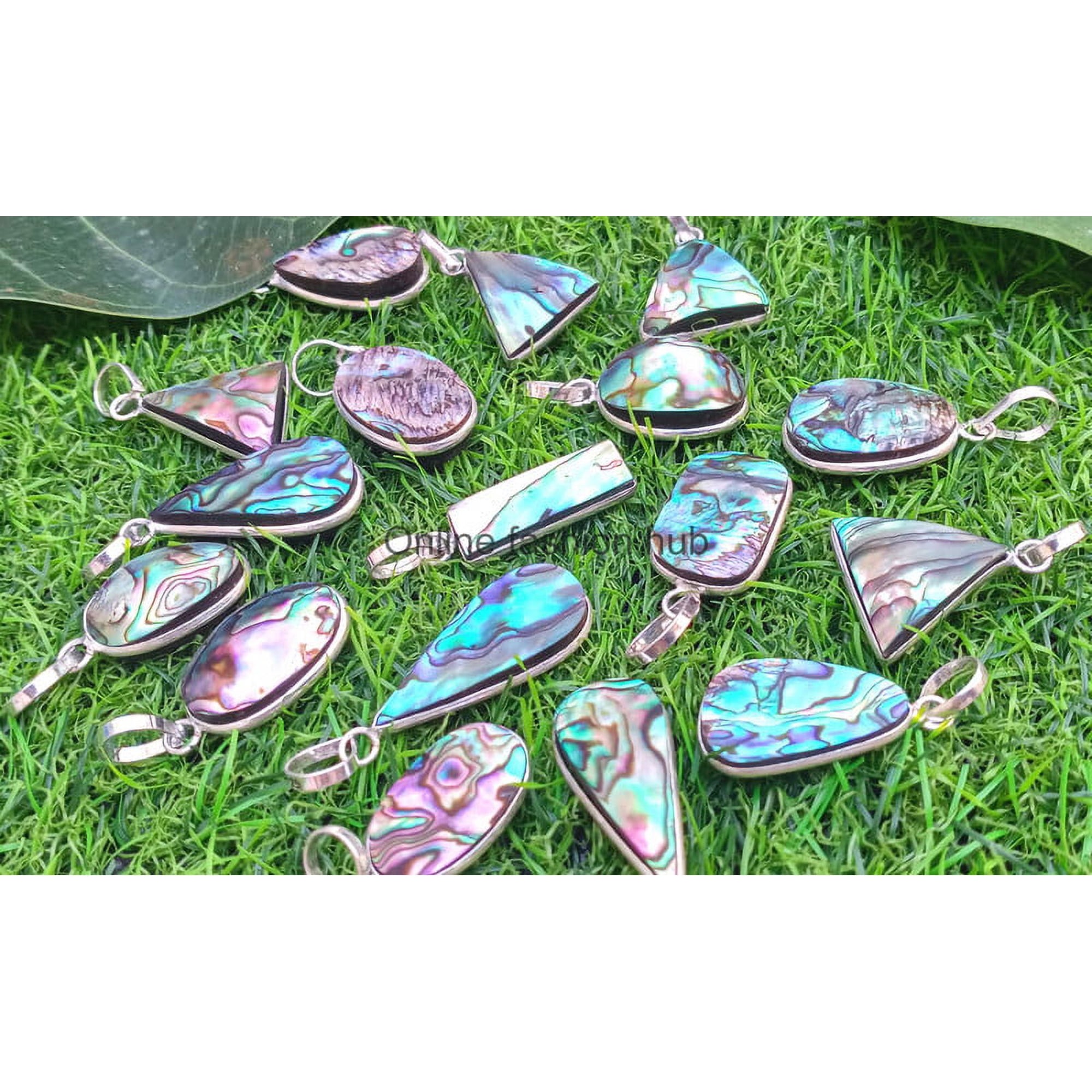 Abalone Shell Gemstone 925 Sterling Silver Plated Handmade Pendant 10 pcs