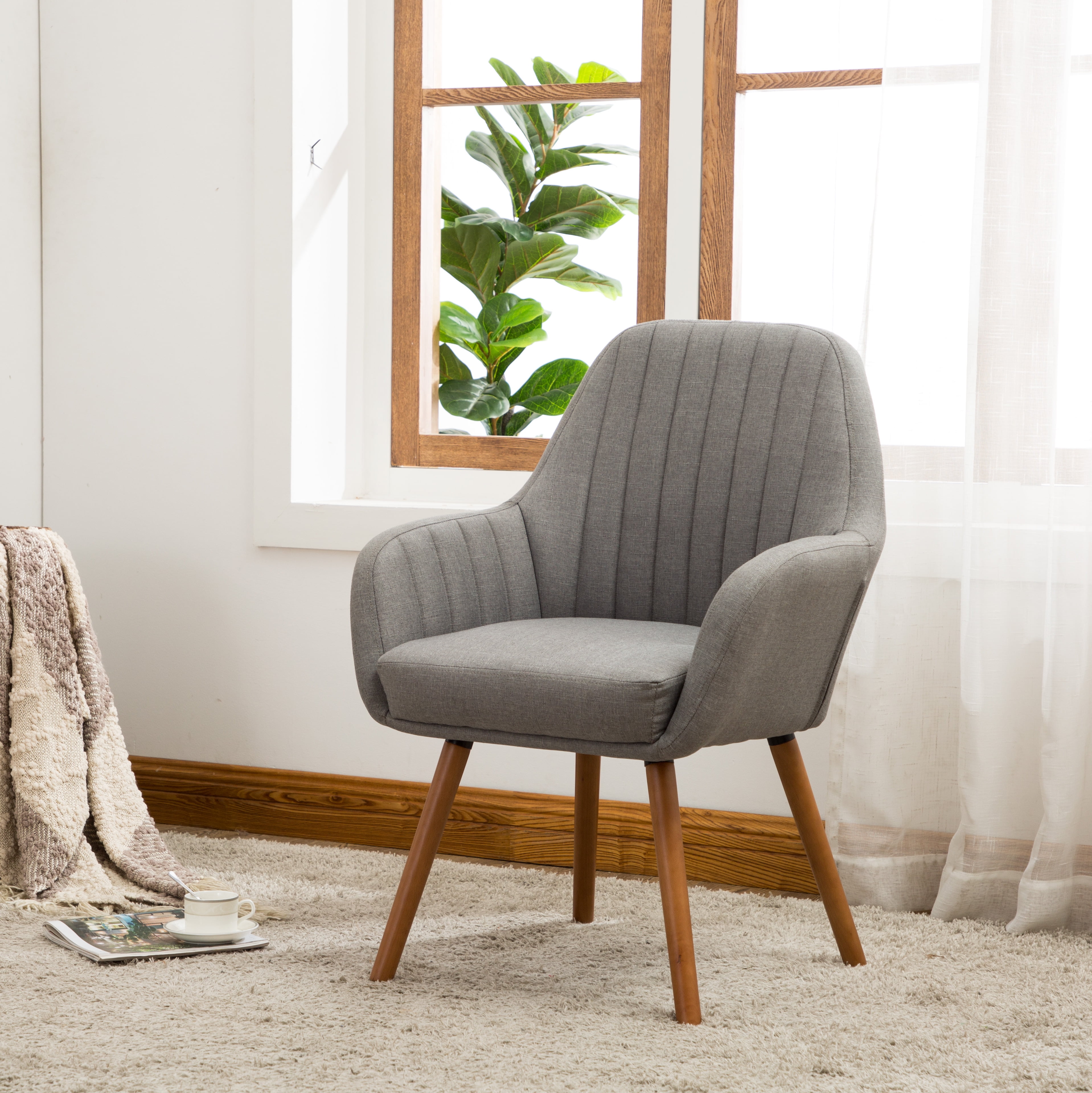 Roundhill Furniture Tuchico Contemporary Fabric Accent Chair in Gray