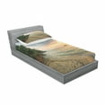 thumbnail image 3 of Landscape Bedding Set with Sheet & Covers, Sunset Dawn Sea Ocean Island Romance Tropic Botanic Tree Photo, Printed Bedroom Decor 2 Shams, 4 Sizes, Turquoise Peach, by Ambesonne, 3 of 3