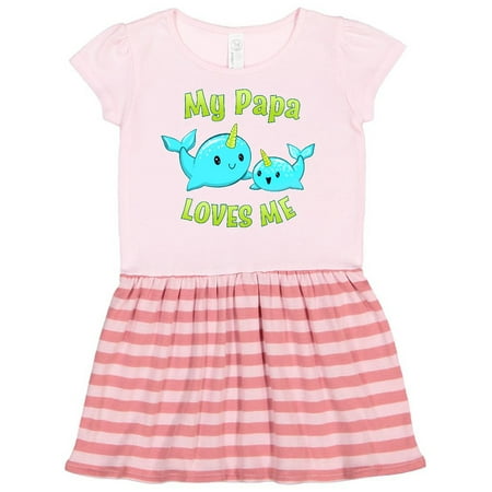 

Inktastic My Papa loves me- cute narwhal Gift Toddler Girl Dress