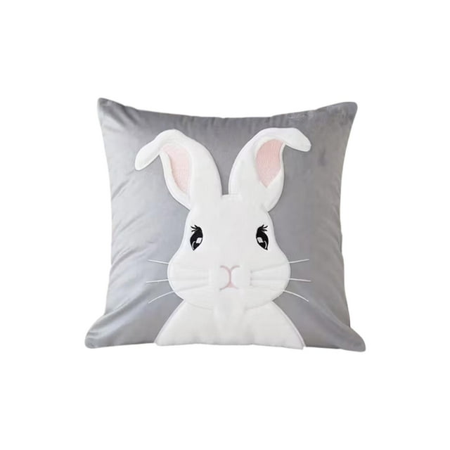 Eoozwa Simples Series Easter Pillow Cover Cute Rabbits Printed Sofa Cushion Cover Holiday Decoration