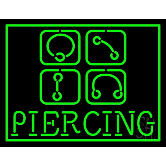 Piercing LED Neon Sign 24" Tall x 31" Wide - inches Black Square Cut Acrylic Backing, with Dimmer - Premium built indoor Sign for Storefront, Store interior, Studio.