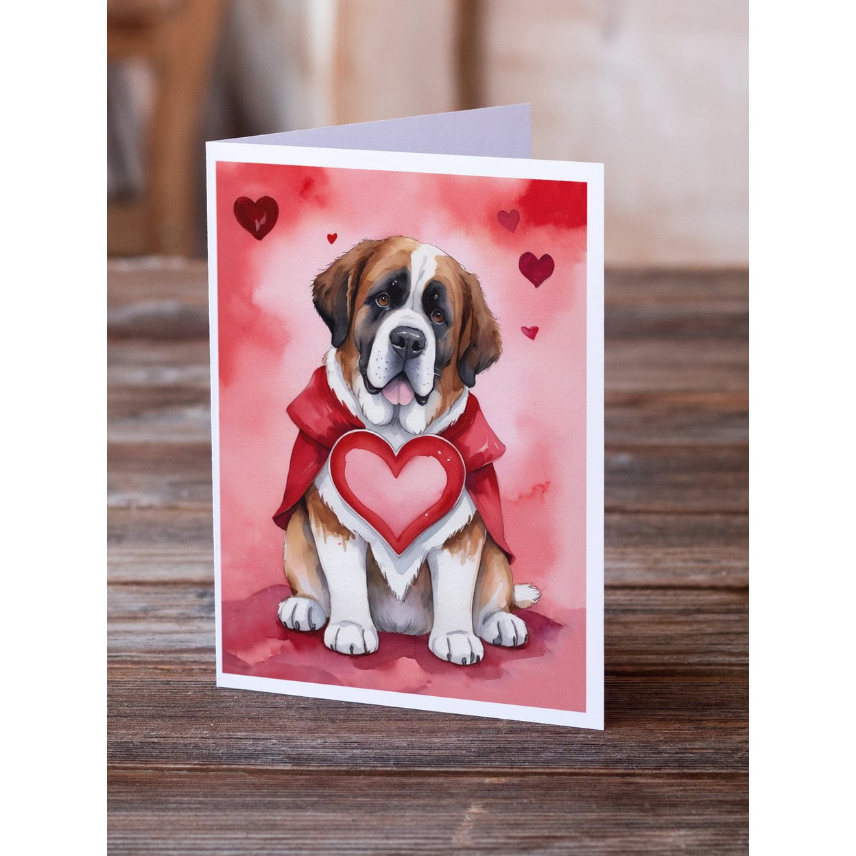 Saint Bernard My Valentine Greeting Cards Pack of 8 7 in x 5 in