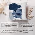 thumbnail image 2 of Ethan Taylor Botanical Throw Pillow Soft Cushion Cover 'Blue Botanicals II Leaves' Modern Pattern Decorative Square Accent Pillow Case, 16x16 Inches, Blue, White, 2 of 5