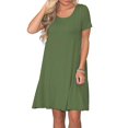 thumbnail image 5 of Casual Women Solid Color Short Sleeve O-Neck Swing T-Shirt Dress with Pockets, 5 of 5