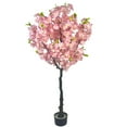 thumbnail image 2 of Yeshouse Cherry Blossom Artificial Trees, 5Ft Tall Realistic Fake Tree Decor with Pink Silk Plant Blossoms and Leaves, Indoor Artificial Plants for Homeowners Living Room, Office, Gift-Pink, 2 of 7