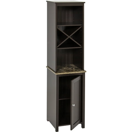 Best Choice Products Wooden Standing Storage Cabinet Tower for Toiletries, Linens, with Faux-Slate Adjustable Shelves,