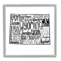 Stupell Industries Wyoming Cities Typography Map Graphic Art Gray Framed Art Print Wall Art, Design by The Saturday Evening Post