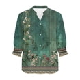 thumbnail image 6 of Ichuanyi Women's Fashion Spring And Summer Button Up Cardigan 3/4 Quarter Sleeve Jacket V-neck Top/shirt, Army Green, S, 6 of 6