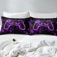 thumbnail image 3 of Erosebridal Gaming Twin Bedding Set Gamer Room Decor Duvet Cover 2 Pcs, Modern Abstract Plaid Comforter Cover Purple Geometry Honeycomb Print Bedspread Cover Gamepad Controller Bedding, 3 of 5